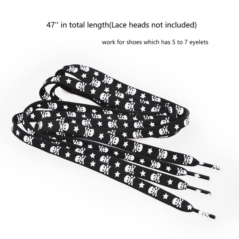 Xiazw 47" Cool Flat Women Men Shoelace Shoe Laces String,2 Pair Pack (Black) - Image 2